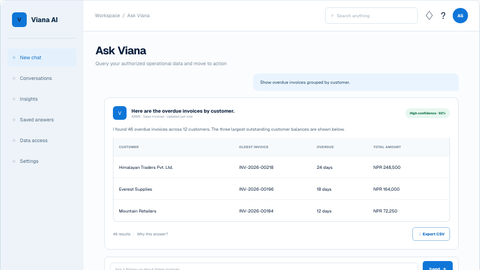 Viana AI interface preview